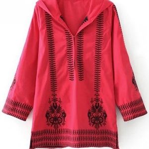 Free people embroidered hooded tunic